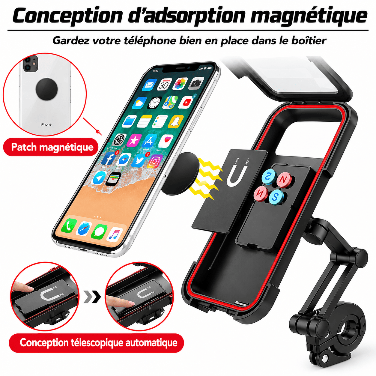 Support Moto & Scooter 100% Étanche et Antichoc — Rotation 360°