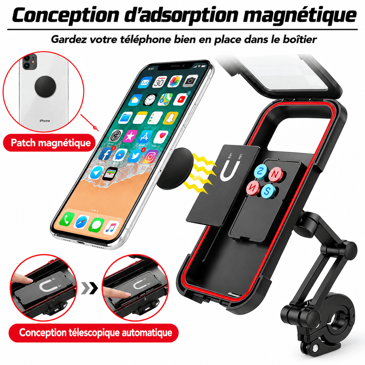 Support Moto & Scooter 100% Étanche et Antichoc — Rotation 360°