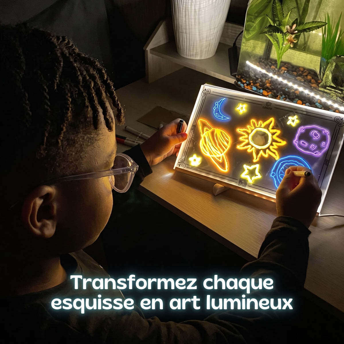 LumiBoard™ – Tableau à Dessin LED Lumineux & Magique