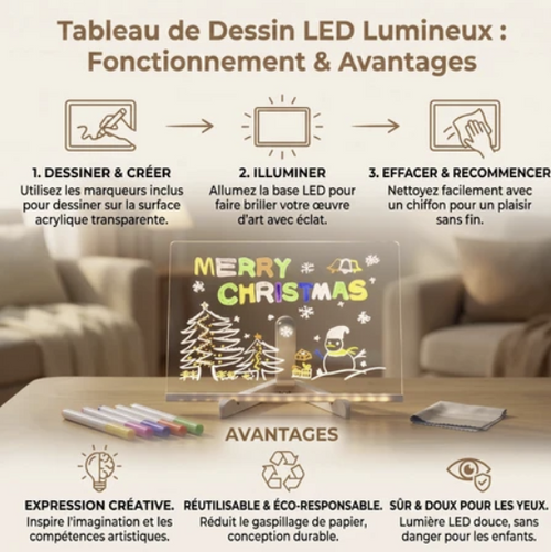 LumiBoard™ – Tableau à Dessin LED Lumineux & Magique